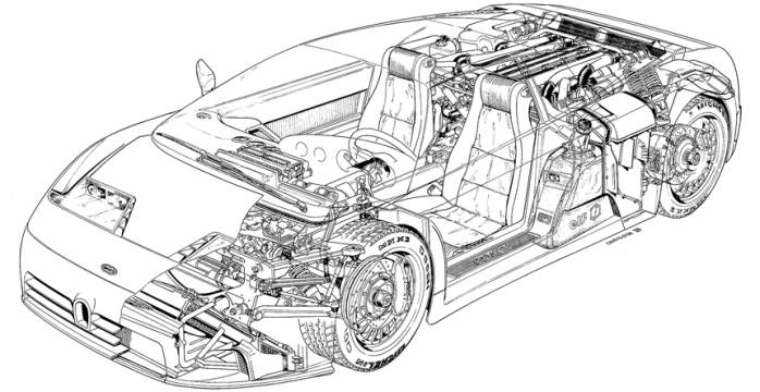 Bugatti EB110 cutaway
